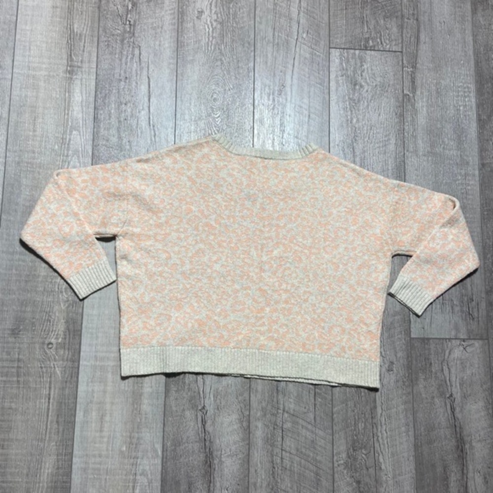 Free People XS Leopard‎ Print Cotton Alpaca Sweater Ivory Peach - Picture 8 of 8